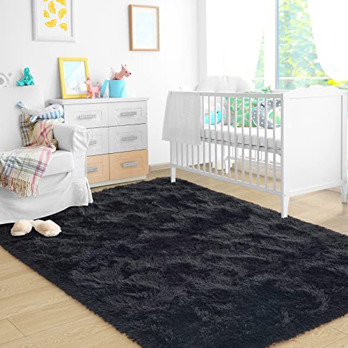 Black 4x6 Feet Shag Area Rug G131330