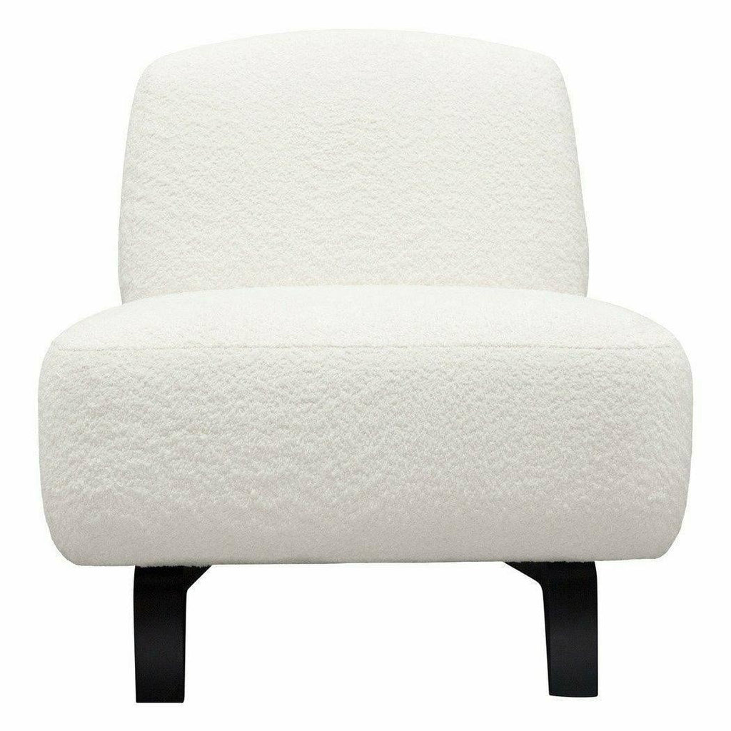 Faux White Shearling Armless Chair with Black Wood Leg Base S80966