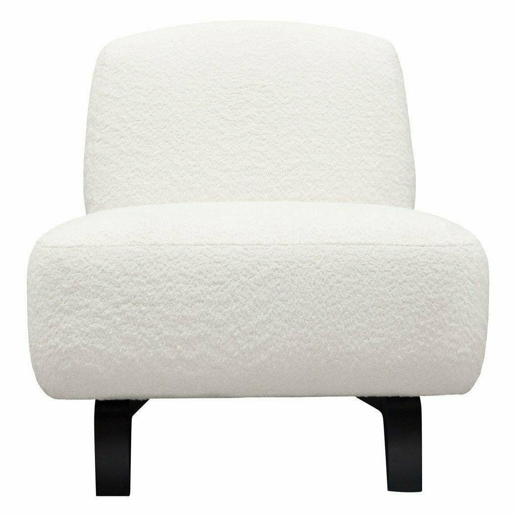 Faux White Shearling Armless Chair with Black Wood Leg Base S80966