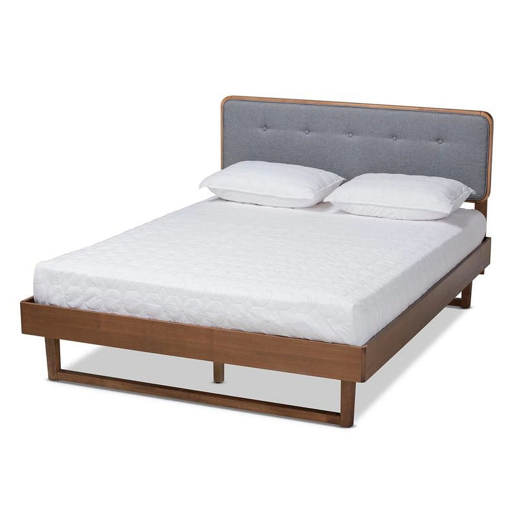 Gray Upholstered Wood King Size Platform Bed M13558