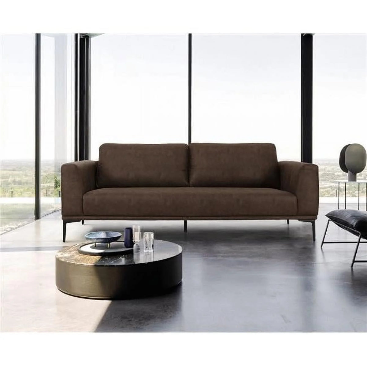 Brown Modern Loveseat with Removable Cushions E127