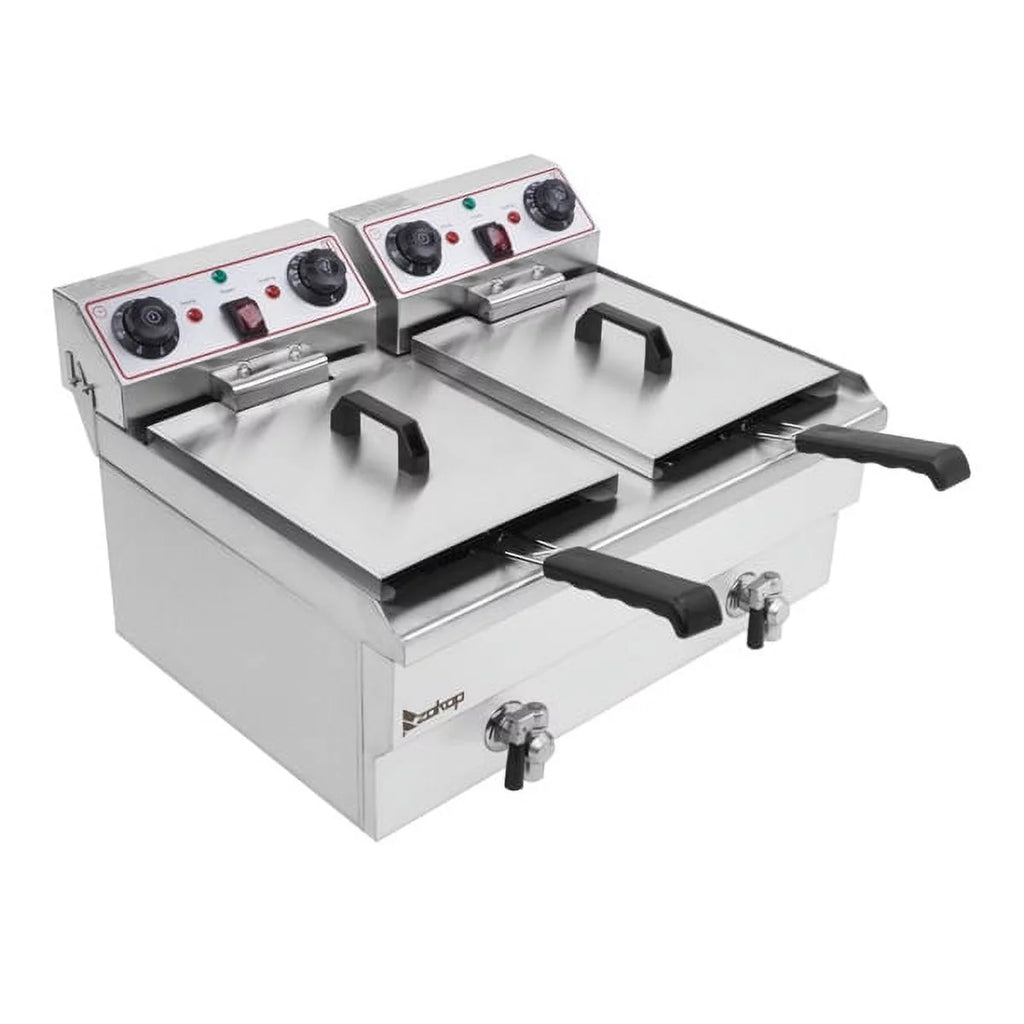 Double Tank Deep Fryer 16L Stainless Steel 3400W Q131
