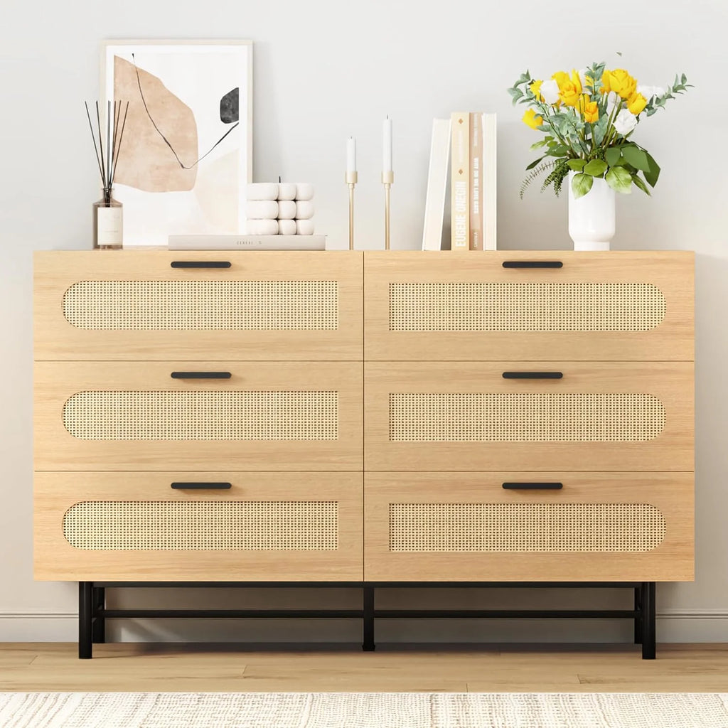 Black 6 Drawer Wood Dresser R506828