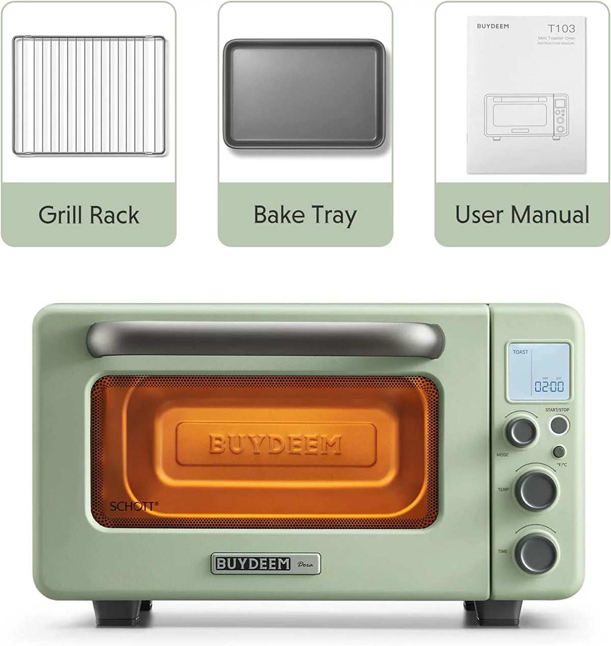 7-in-1 Digital Air Fryer Toaster Oven, 11QT, Mint Green S95981