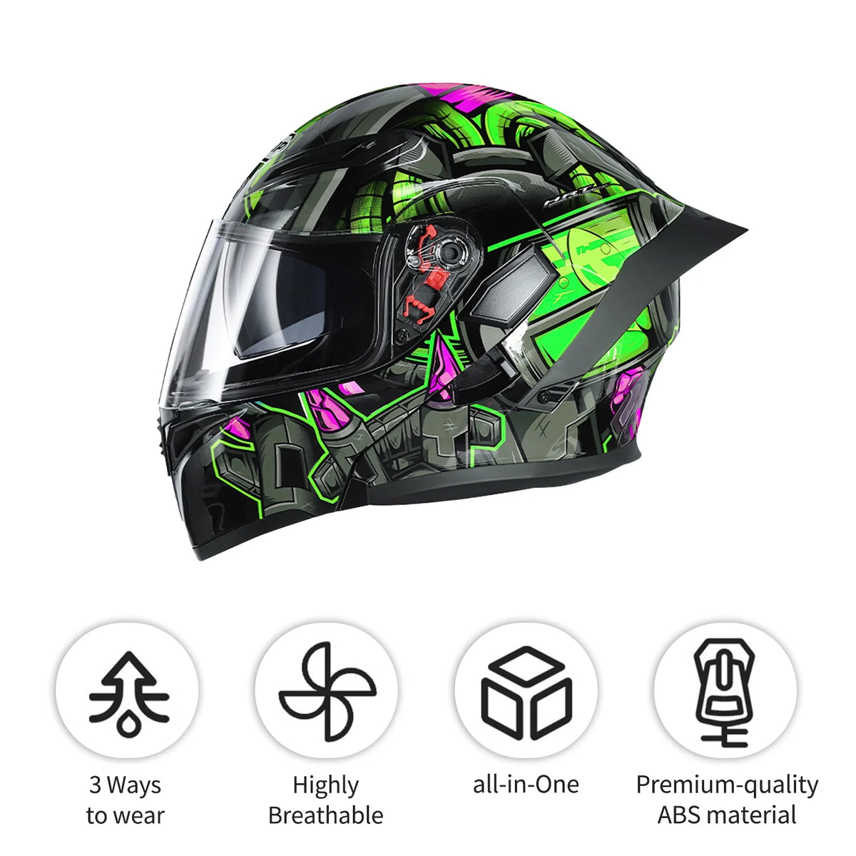 XL Dual Visor Flip up Full Face Motorcycle Helmet F511586