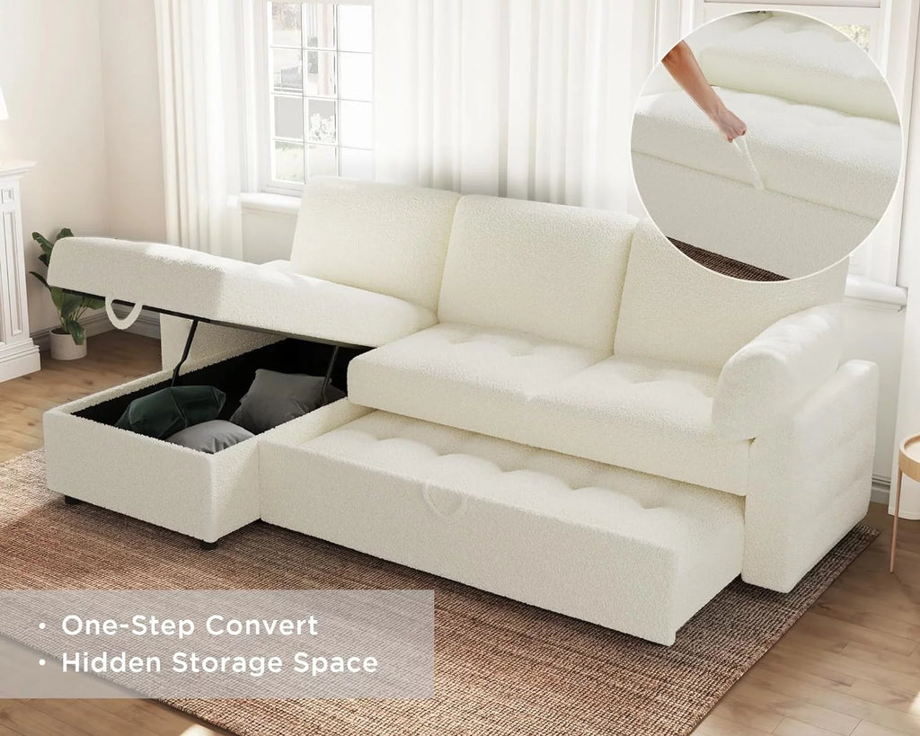 87 Inch Chenille Grey Pull Out Sofa Bed H851712