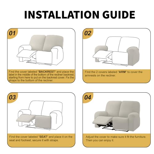 Orange 2 Seat Stretch Soft Recliner Sofa Cover A6518
