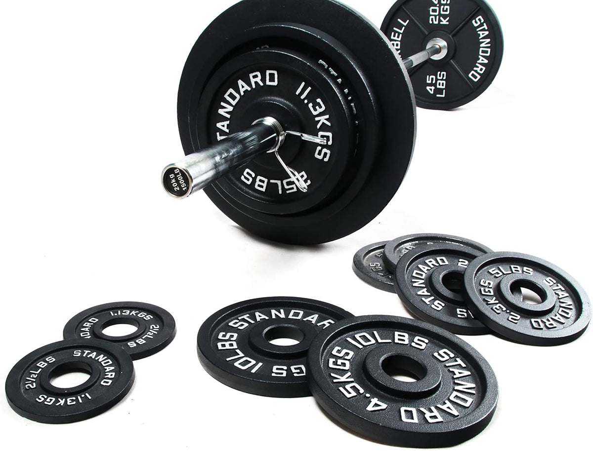 300-Pound Cast Iron Olympic Weight Set with 7FT Olympic Barbell Z92429