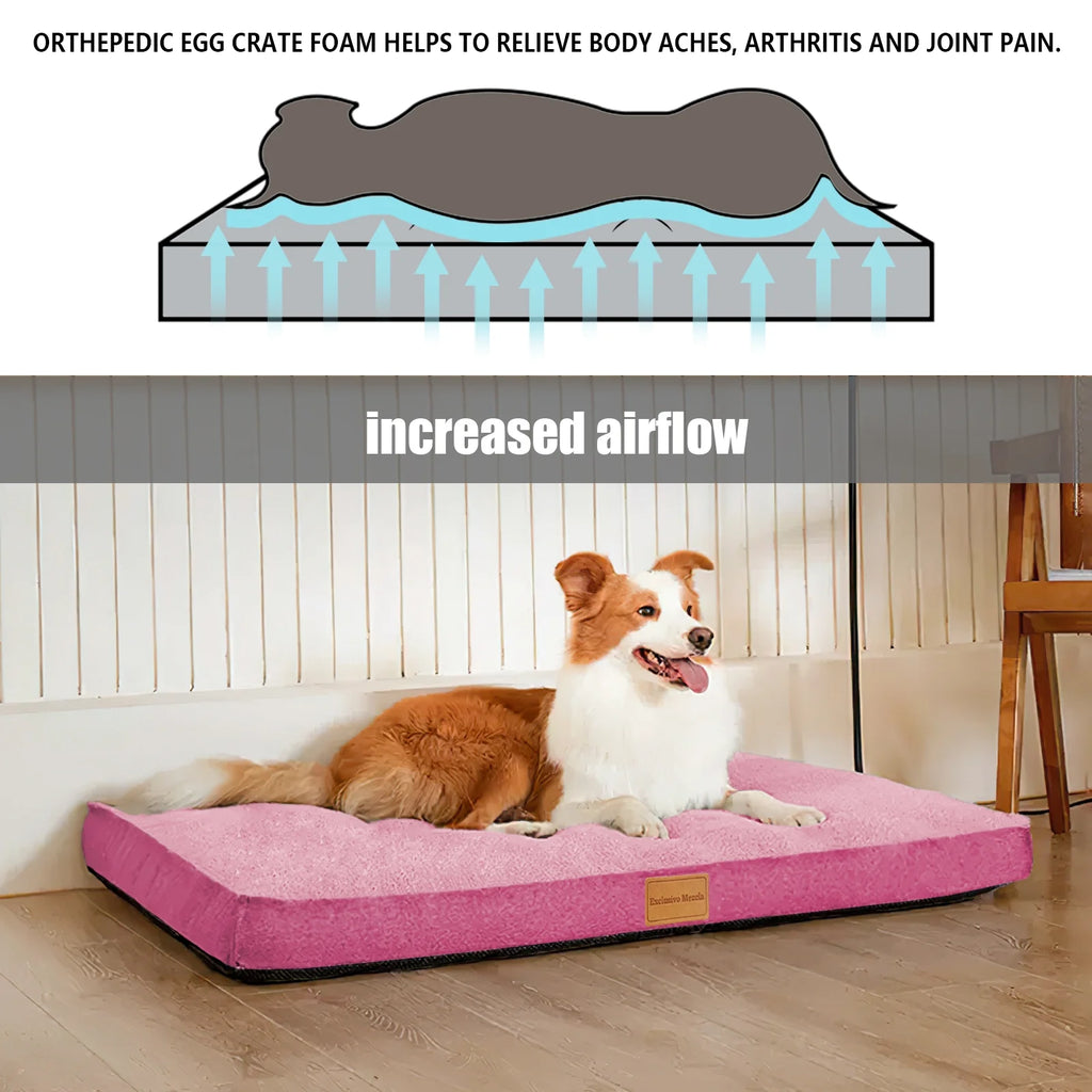 30"X20" Pink Orthopedic Pet Bed with Removable Washable Cover U6494