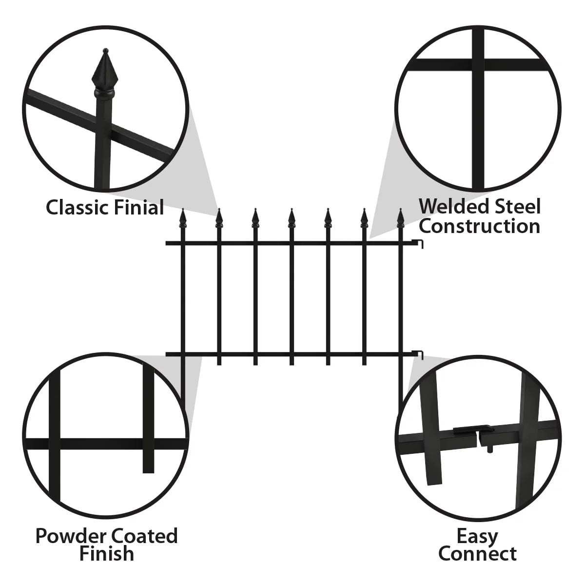Black Powder Coated Steel Garden Border G660562