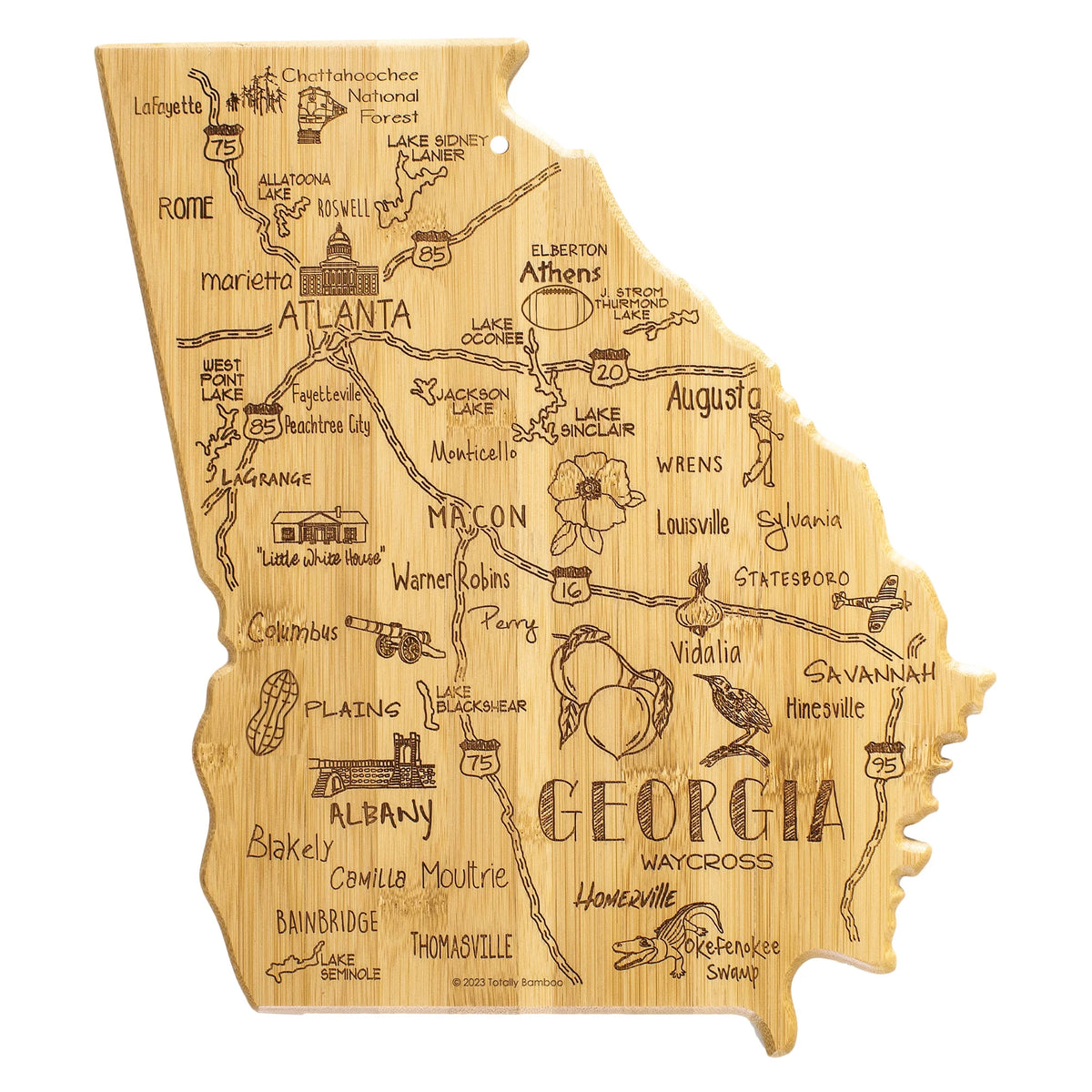 Georgia State Shaped Bamboo Cutting Board Q412394
