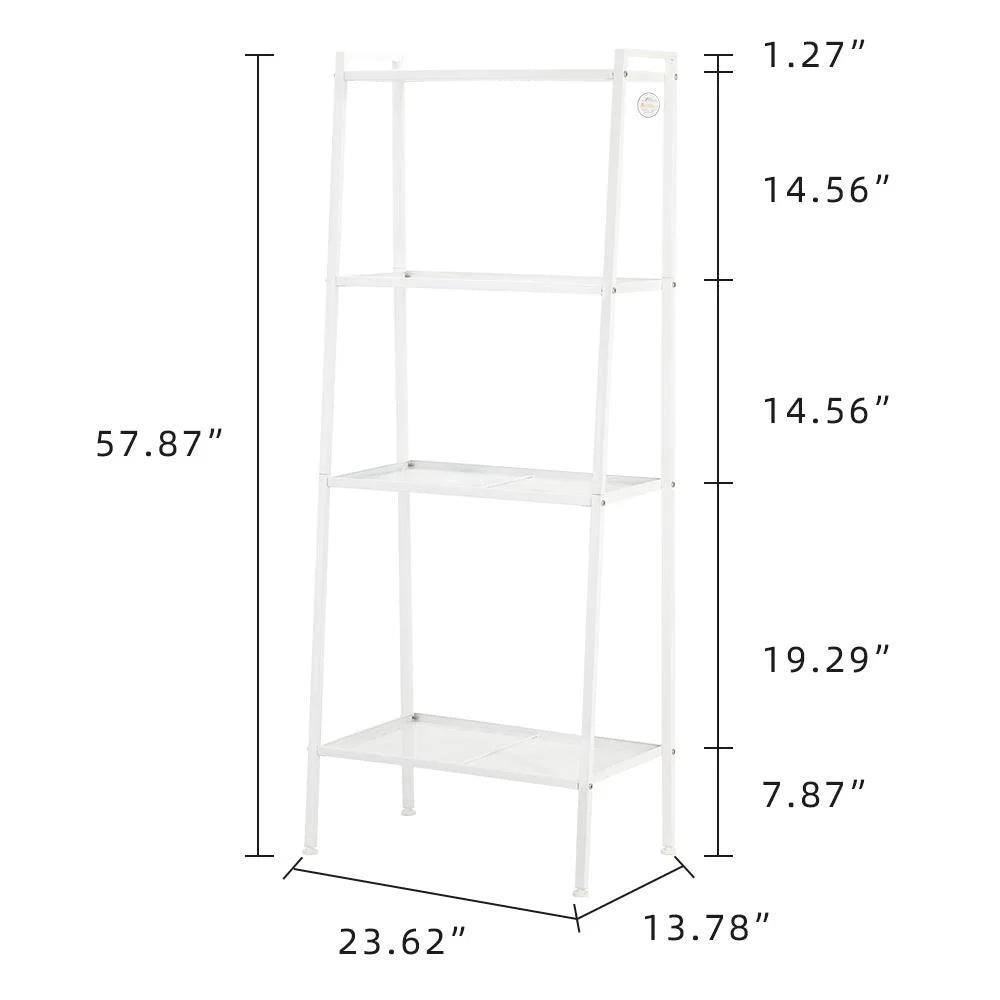 White 4-Tier Leaning Ladder Bookcase K351