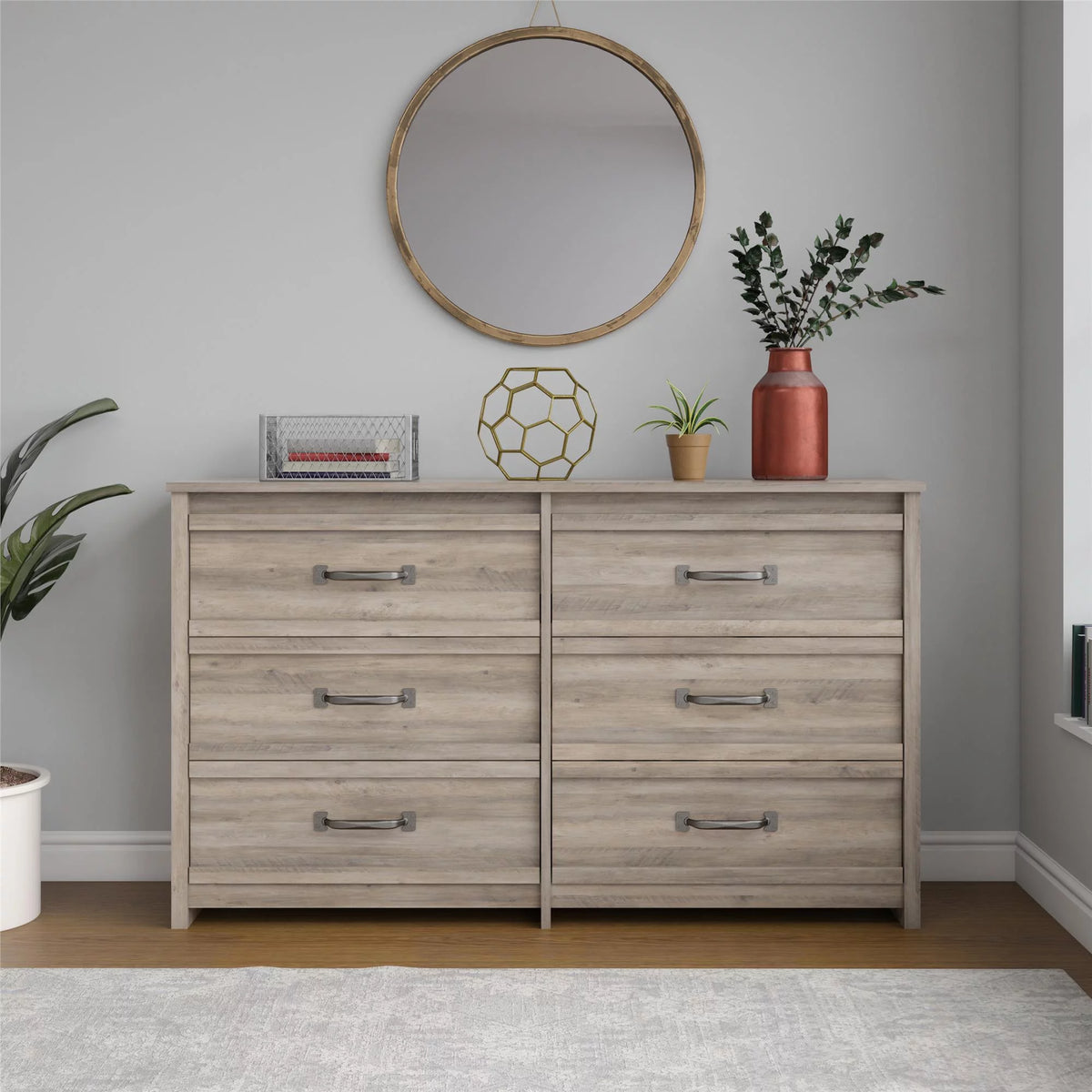 6 Drawer Ivory Oak Dresser S418