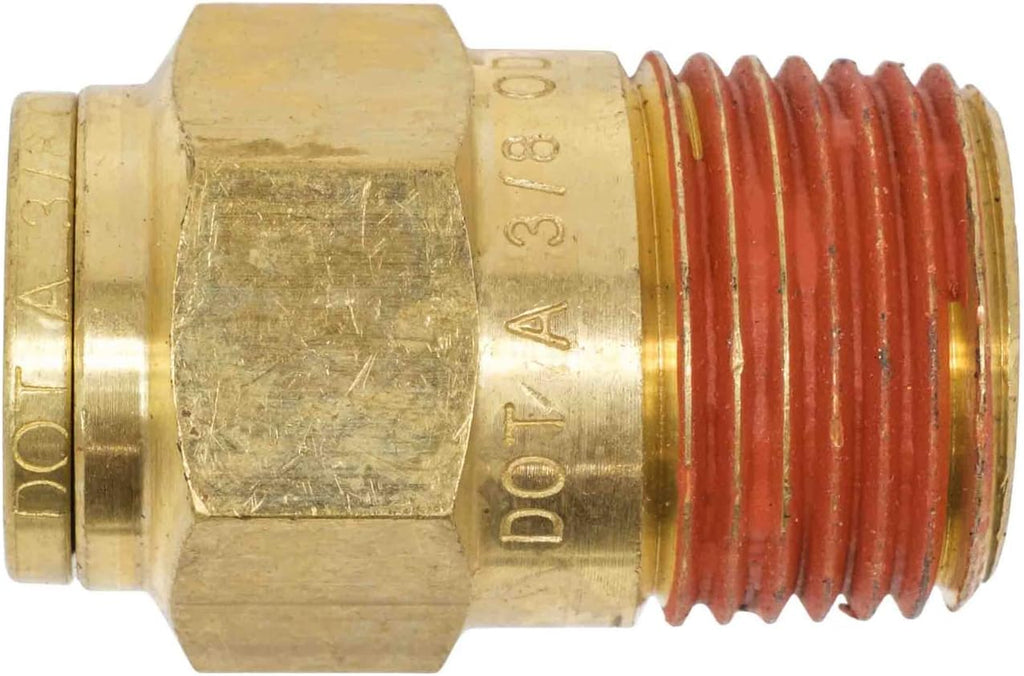 DOT Brass Push to Connect Air Brake Connector, Male Straight 1/2" Tube OD x 3/8" NPT, 5 Pack W665689