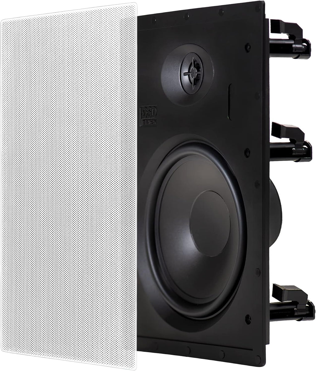In Wall 8" Speakers Pair with Silk Dome Tweeter and Trimless Magnetic Grill X47632