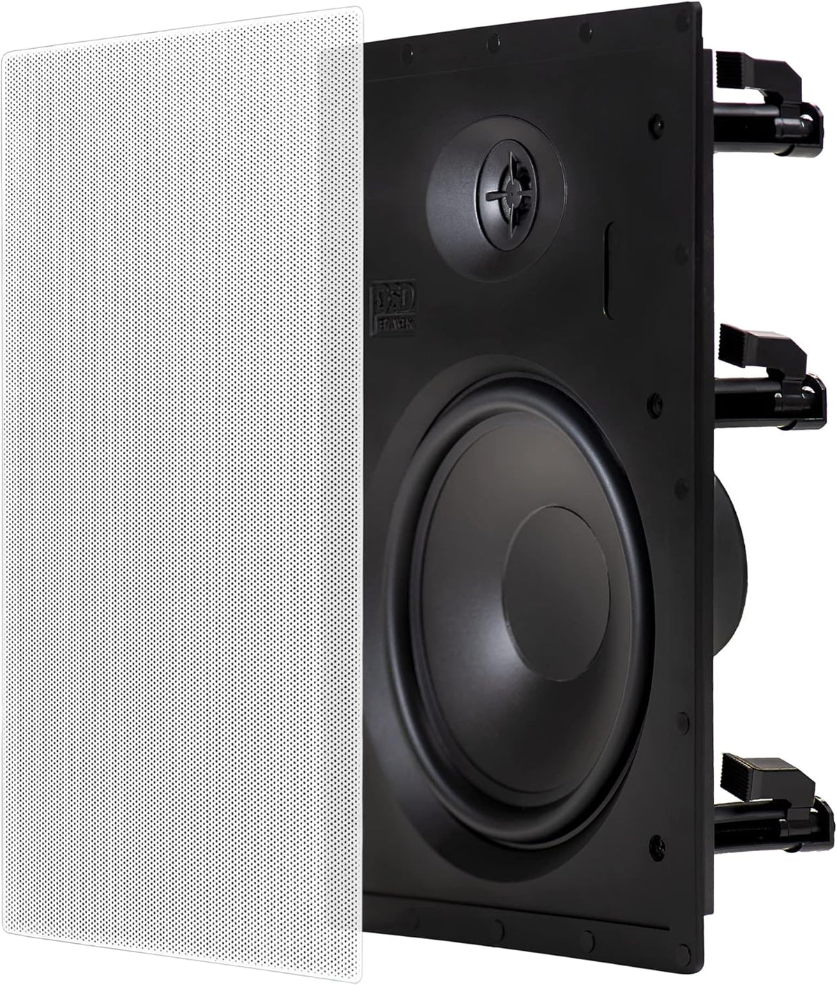 In Wall 8" Speakers Pair with Silk Dome Tweeter and Trimless Magnetic Grill X47632