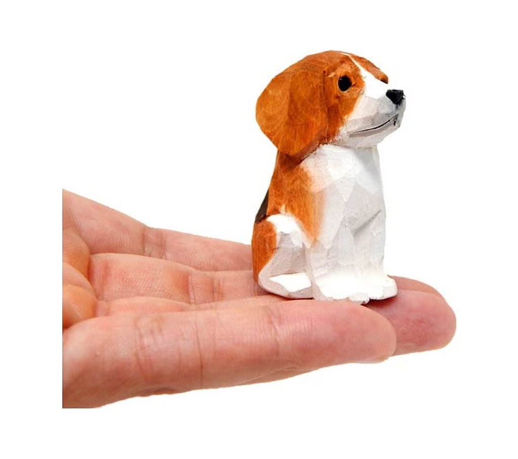 Beagle Dog Puppy Figurine Wooden Carving J808248