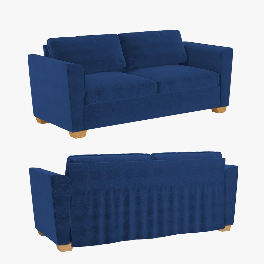 Blue Velvet Pull Out Sofa Bed with Foam Mattress P629