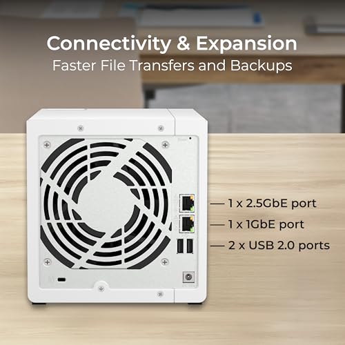 4 Bay NAS with 12TB Storage Capacity, Preconfigured RAID 5 Drives, 2.5GbE Ports D4802