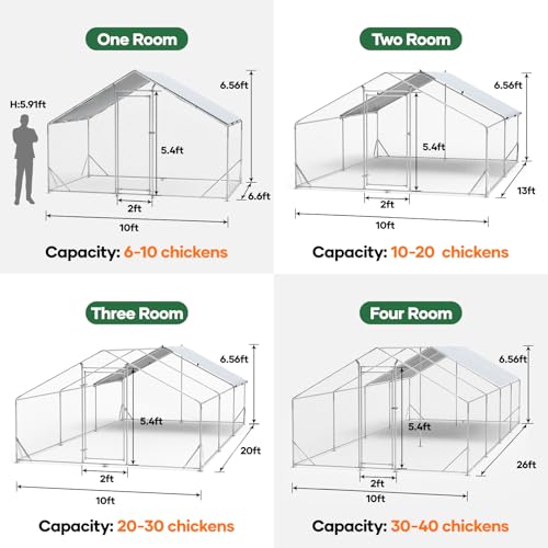 20x10x6.56 FT Metal Chicken Coop with Cover A1745