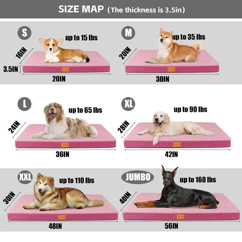 30"X20" Pink Orthopedic Pet Bed with Removable Washable Cover U6494