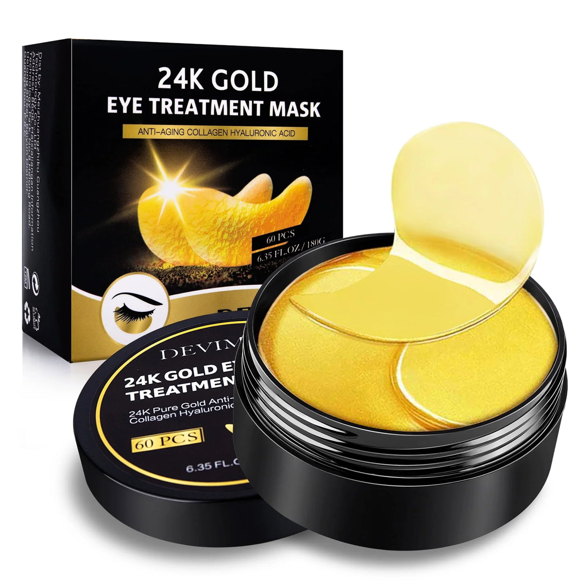 24K Gold Eye Mask, 30 Pairs Gel Under Eye Patches B279179