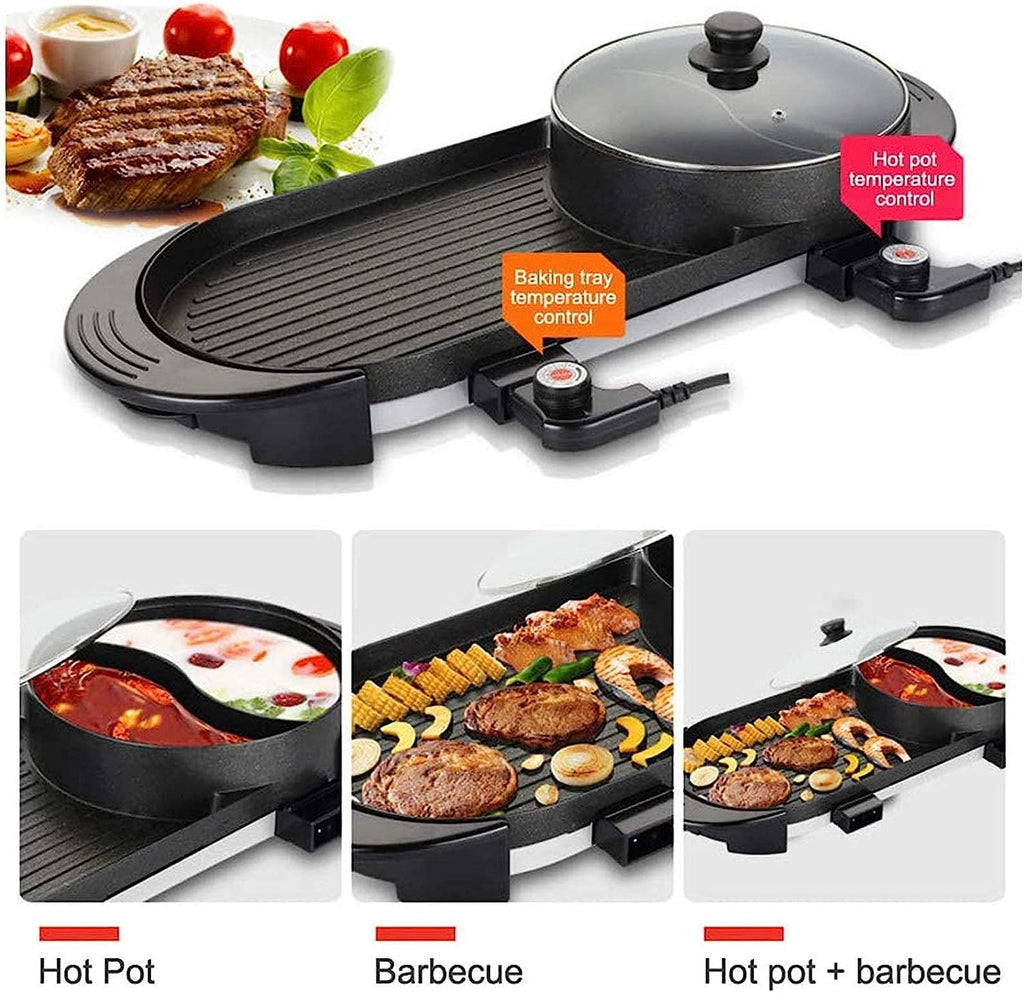 Black Electric Hot Pot and Smokeless BBQ Grill D577