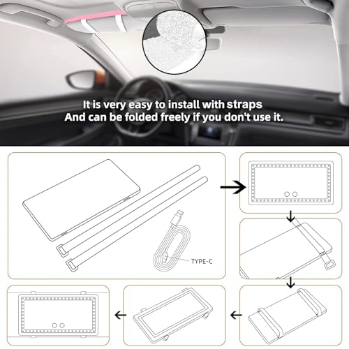 Rechargeable Clip-on Car Sun Visor Vanity Mirror with 3 Light Modes B98622