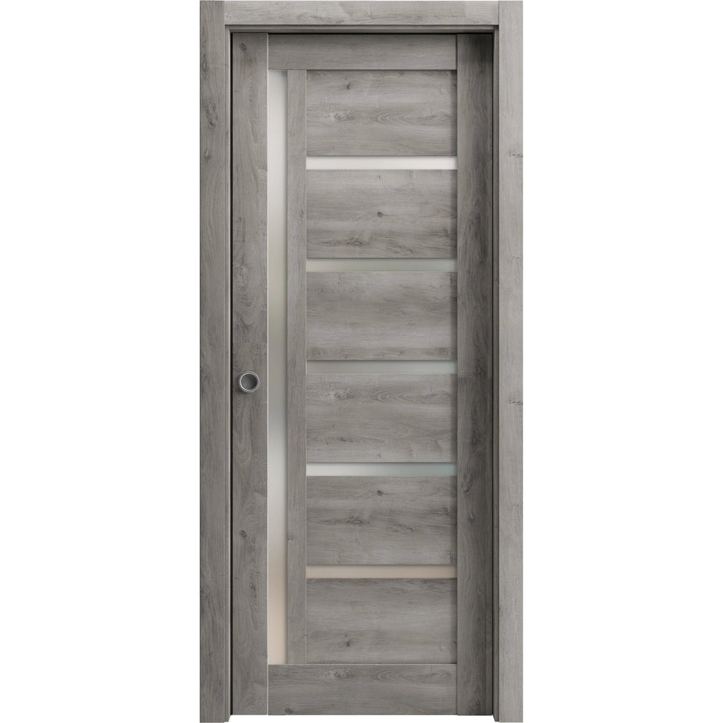 Sliding French Pocket Door 18 x 96 inches Solid Wood Interior Door J715