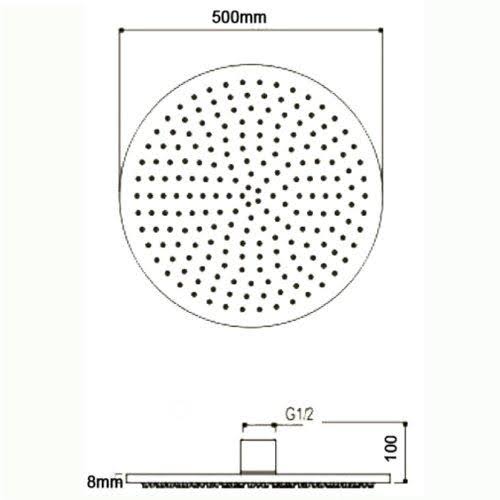 Brushed Nickel 20 inch Ceiling Mount Rainfall LED Shower Head B1496
