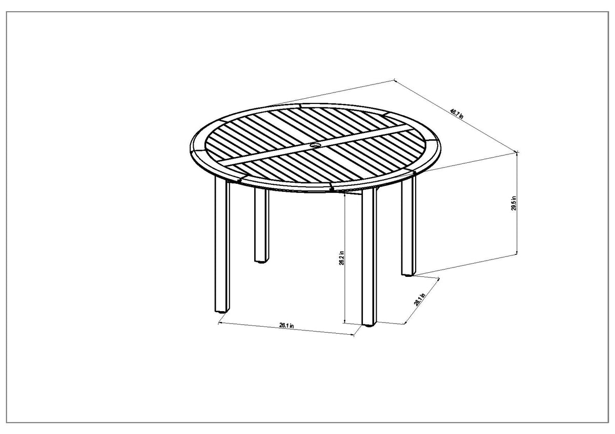 Round Teak Finish Patio Table C9995