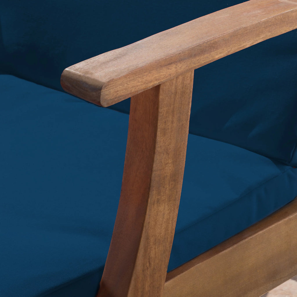 Acacia Wood Adjustable Chaise Lounge with Cushion, Set of 4 V103