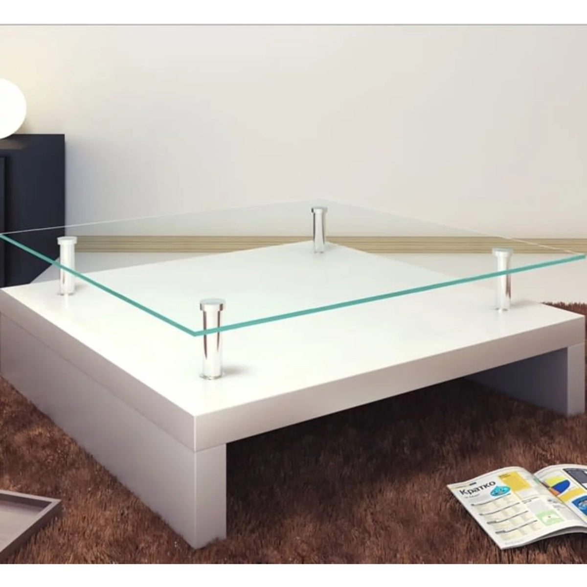 White Glass Coffee Table E68802