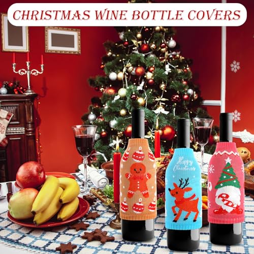 18 Pcs Christmas Knit Bottle Covers Thermocoolers for Cans Soda Beverages Q78779