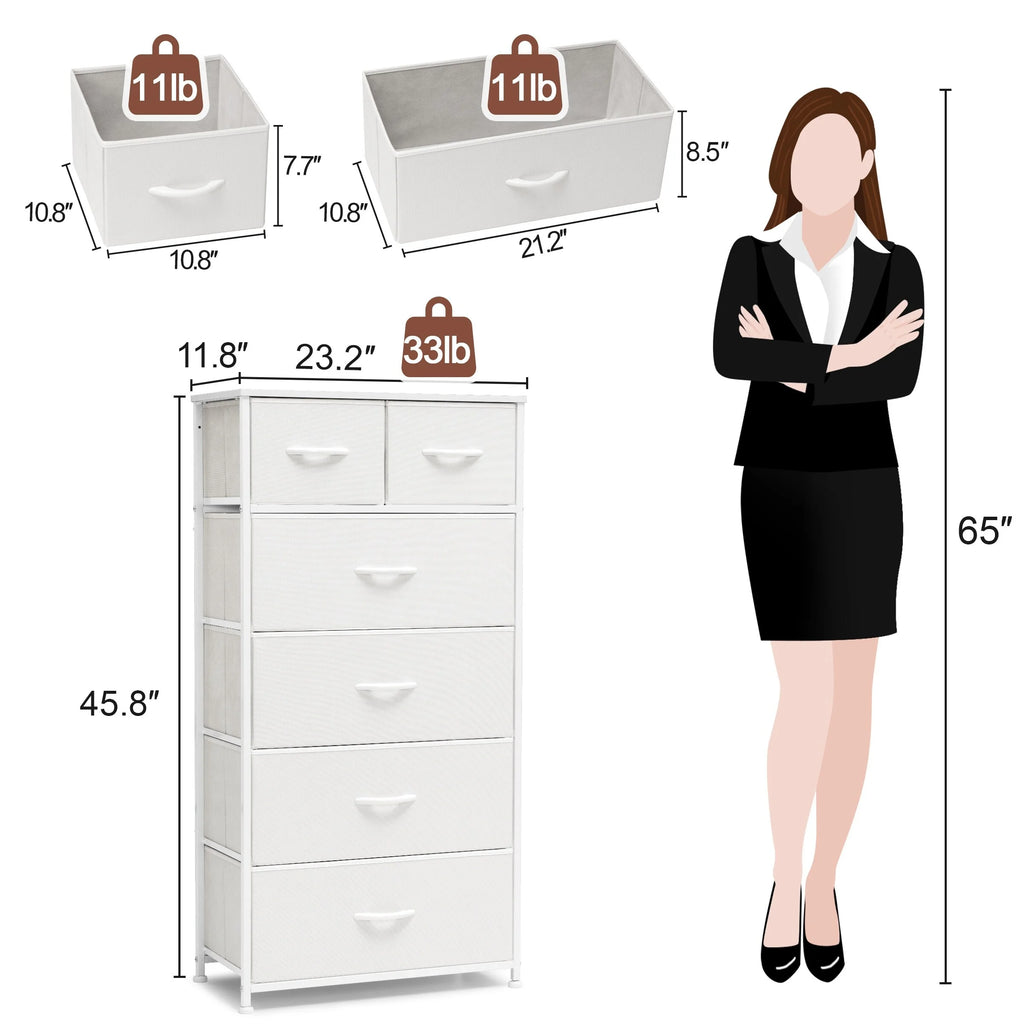 White 6 Drawer Wood Dresser X9020