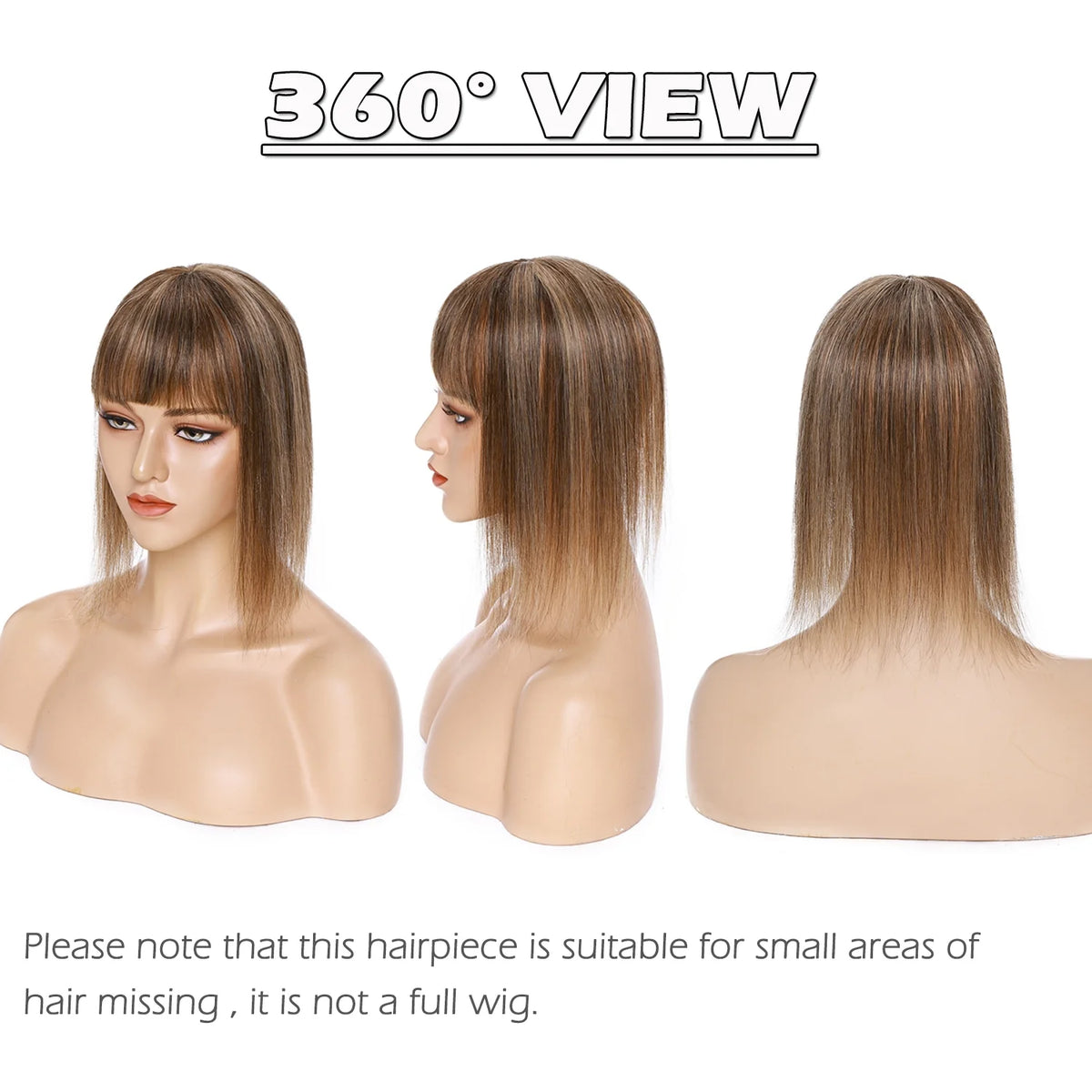 Clip In Human Remy Hair Topper Hairpiece With Bang Mono Base Y200