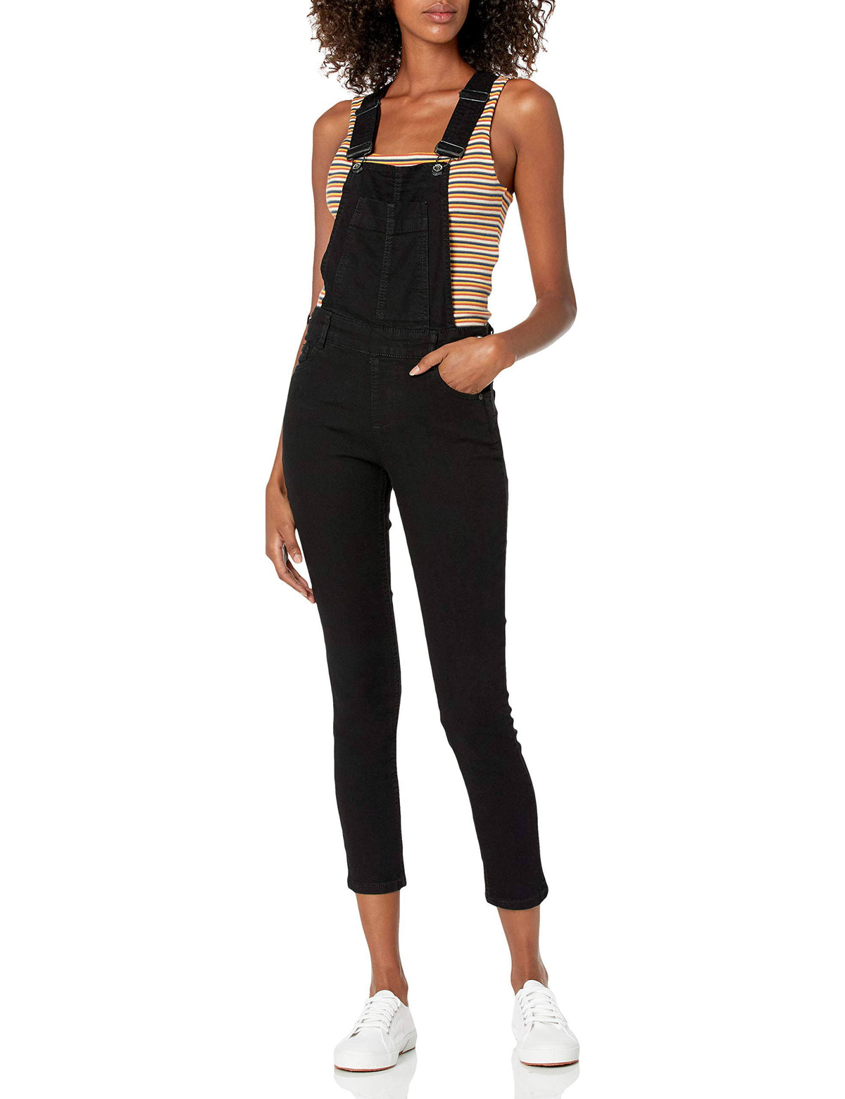 Black Skinny Denim Overalls O54456