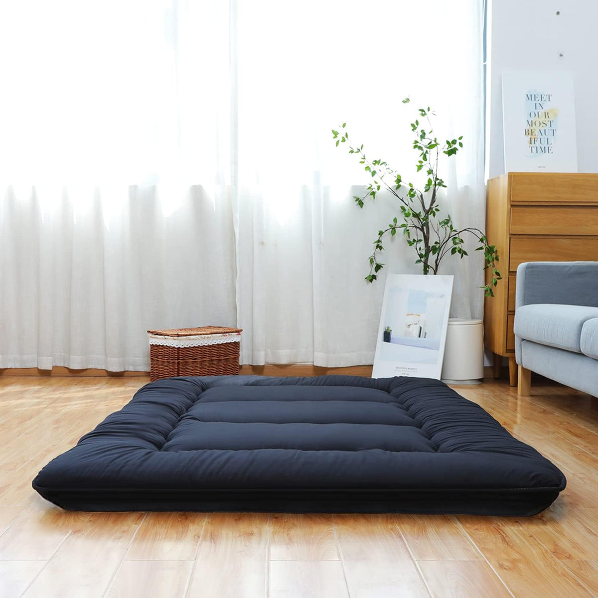 Japanese Floor Mattress Foldable Tatami Mat with Washable Cover H9137