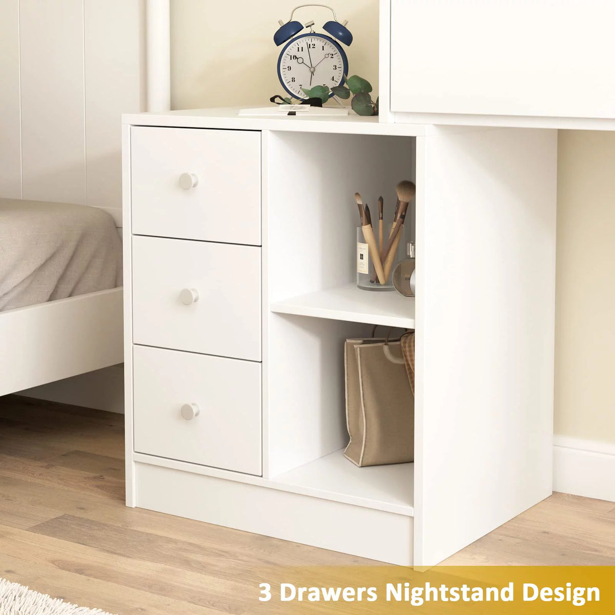 White Makeup Vanity with Lights and Mirror N90382
