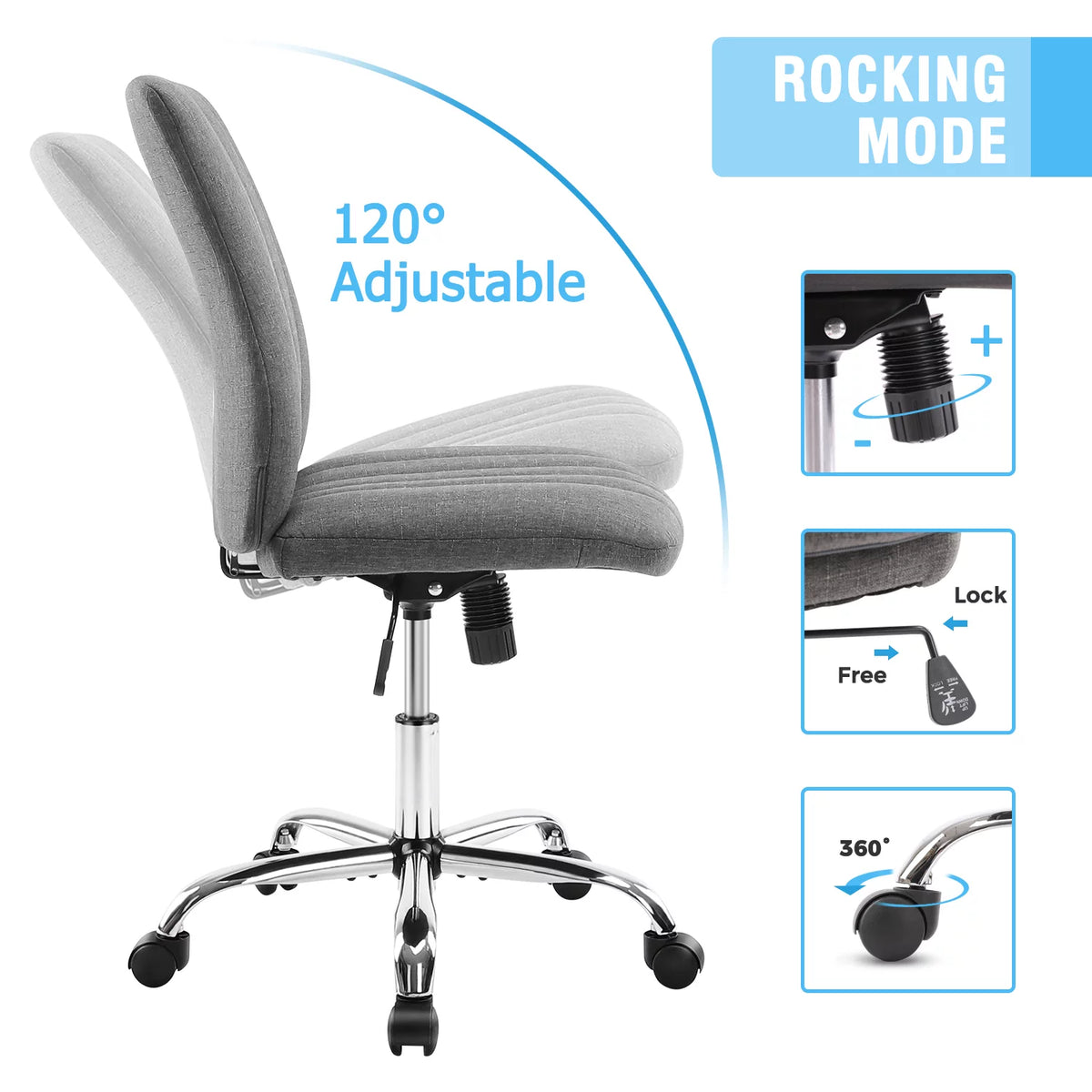 Green Twill Fabric Adjustable Swivel Armless Desk Chair O42736