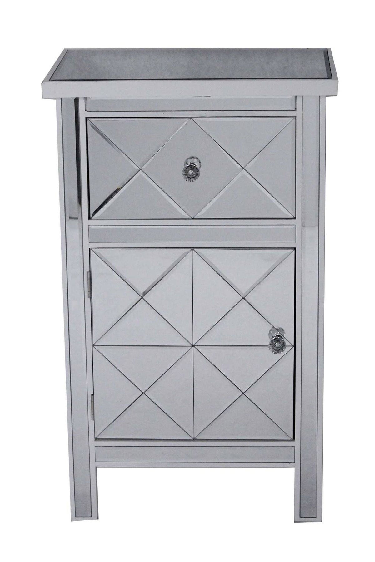 Antique White Wood Accent Cabinet with Beveled Glass Door P22735