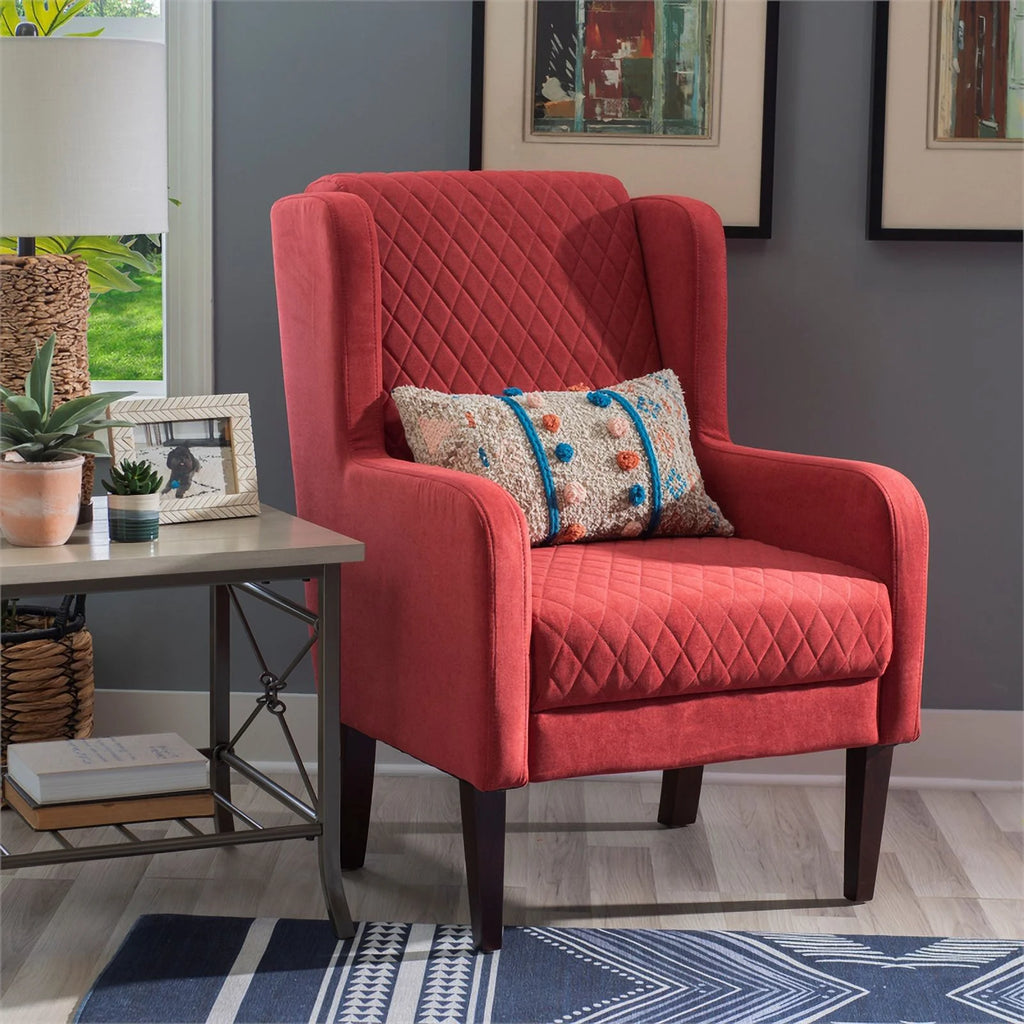 Upholstered Wingback Accent Chair with Quilted Back & Seat E372505