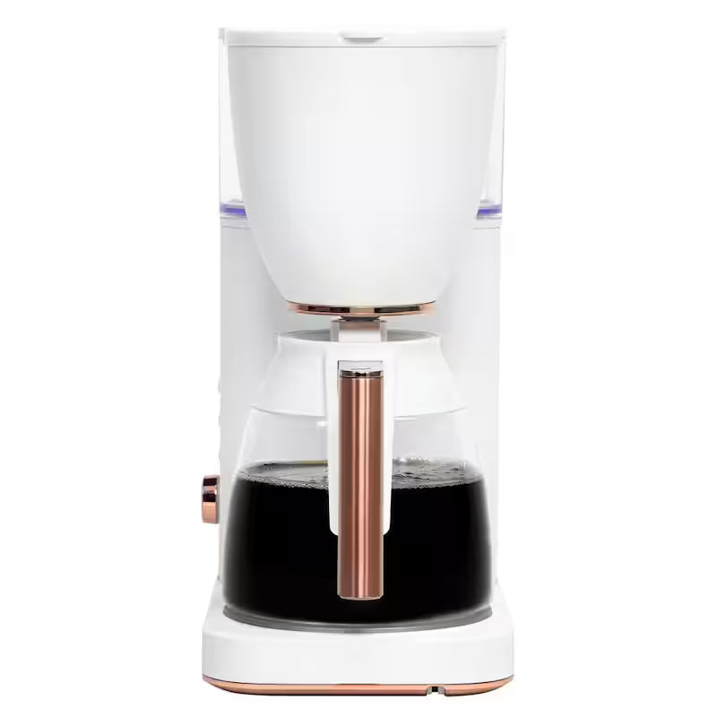 10 Cup Matte White Drip Coffee Maker with Glass Carafe G624