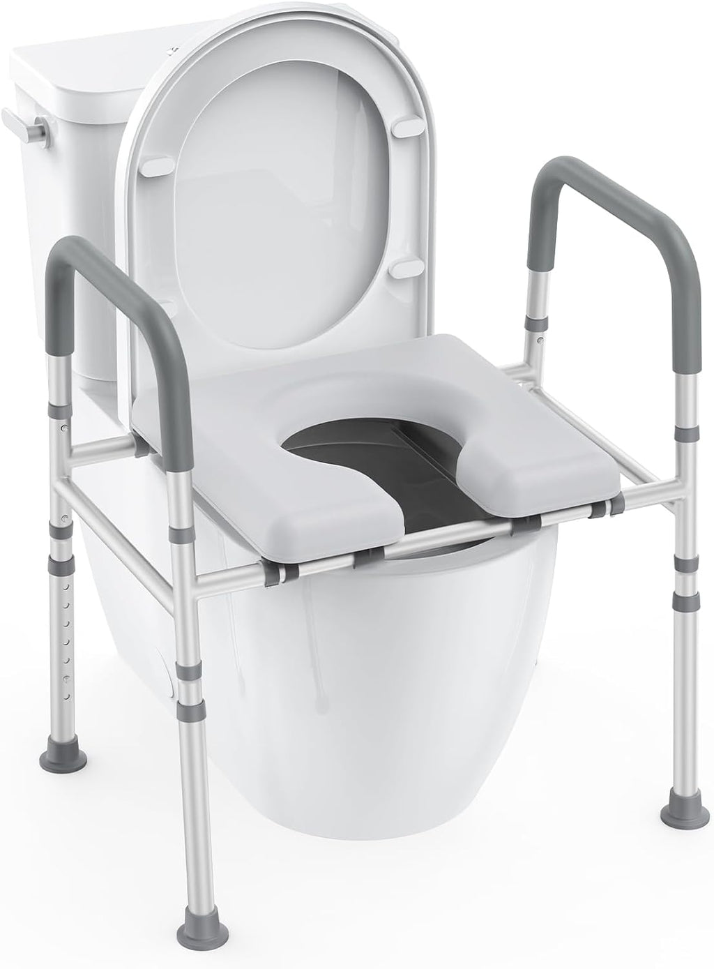 Raised Toilet Seat with Handles, Heavy Duty 400lb Adjustable Toilet Seat with Safety Frame W79822