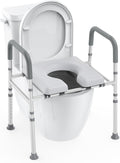 Raised Toilet Seat with Handles, Heavy Duty 400lb Adjustable Toilet Seat with Safety Frame W79822