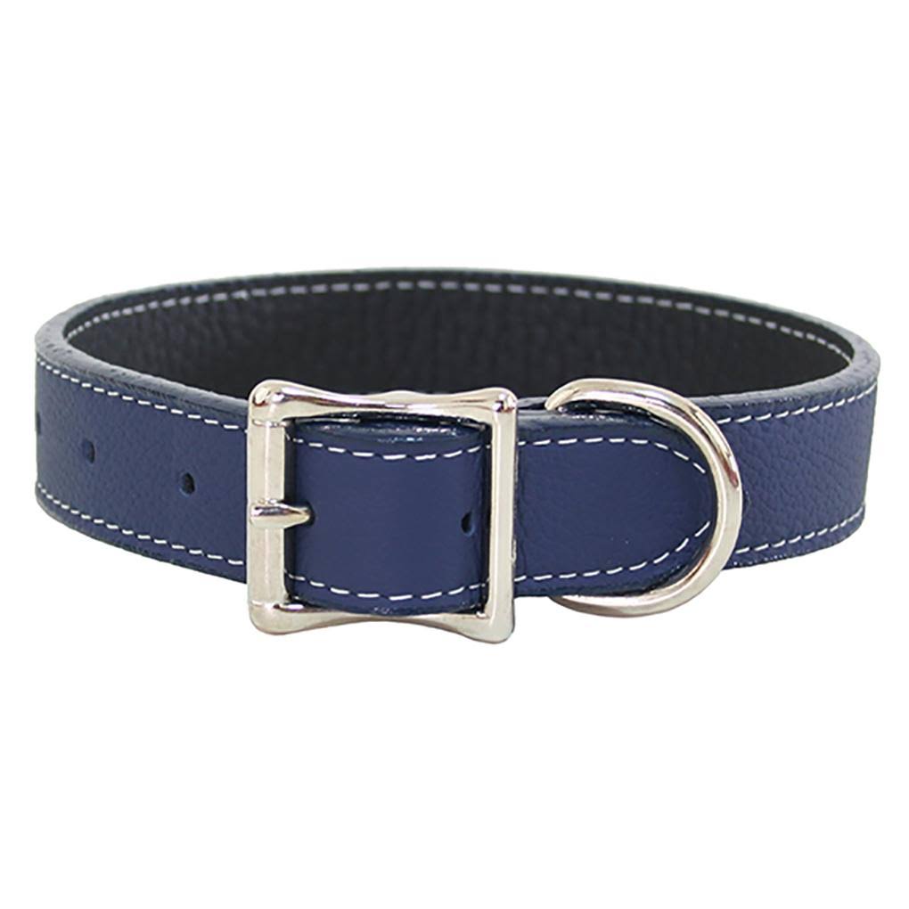 Navy Blue Italian Leather Dog Collar D547506
