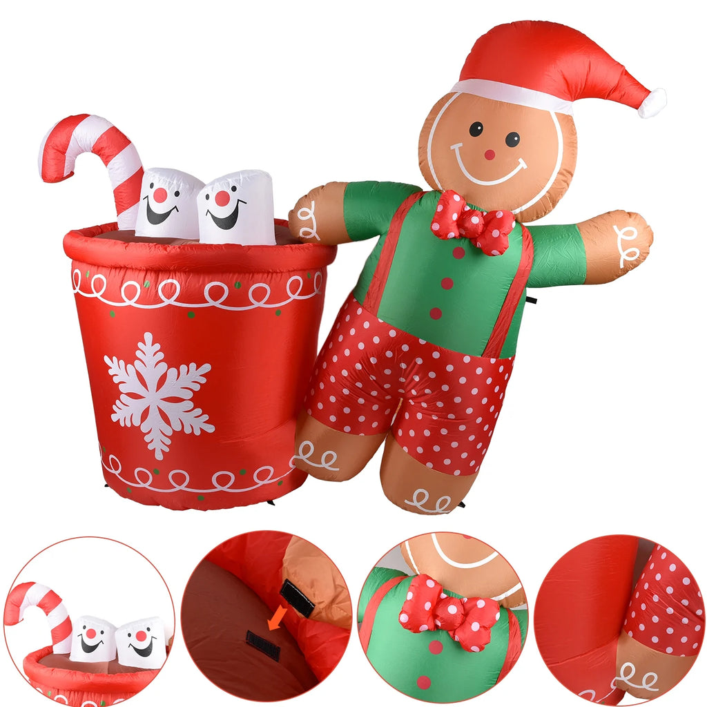 5.9ft Christmas Inflatable Gingerbread Man with LED Lights C193131