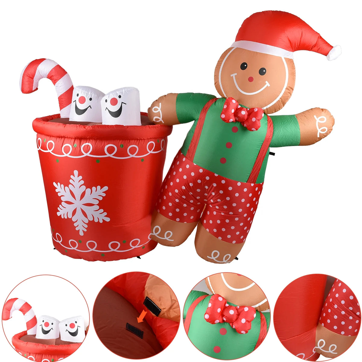 5.9ft Christmas Inflatable Gingerbread Man with LED Lights C193131