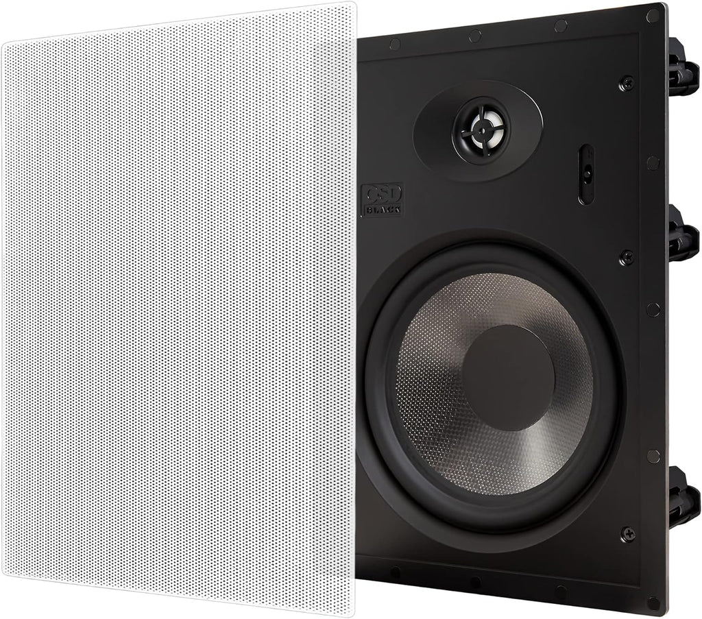In Wall 8" Speakers Pair with Silk Dome Tweeter and Trimless Magnetic Grill X47632