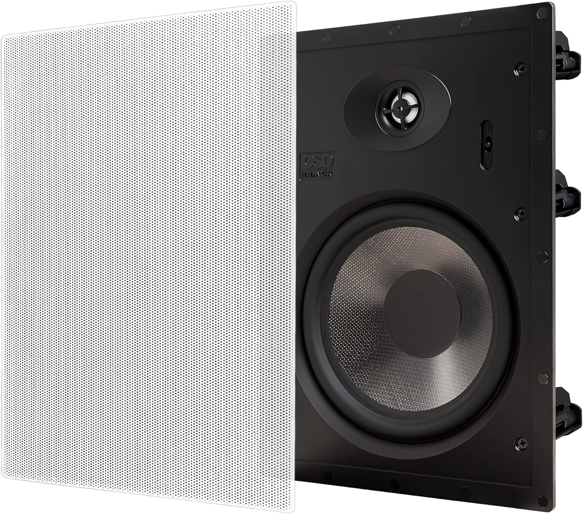 In Wall 8" Speakers Pair with Silk Dome Tweeter and Trimless Magnetic Grill X47632